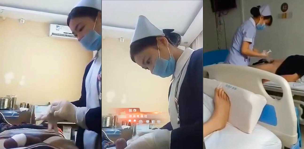 小哥男科包皮手术被美女护士包扎 过程中鸡巴居然硬了 护士调侃太逗