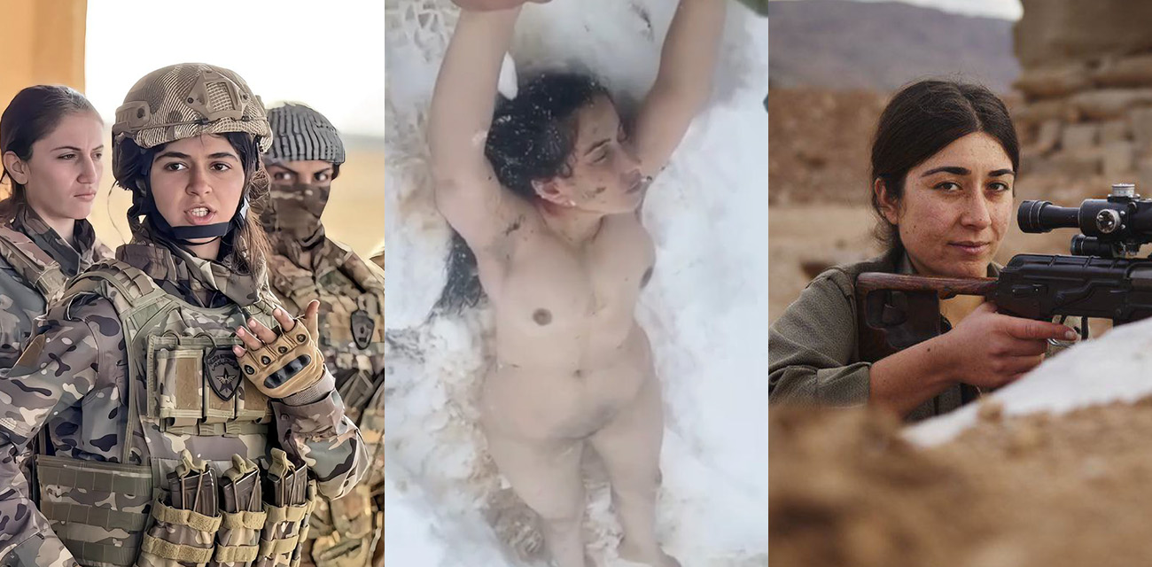 叙利亚ISIS士兵对库尔德女兵残忍处决 尸横遍野甚至拖拽女兵裸体在雪地滑行 现场视频流出