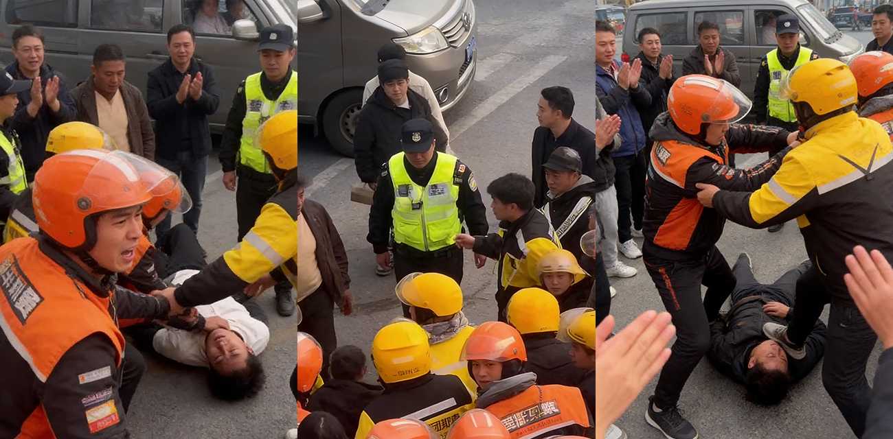 重庆外卖员集体火拼事件 上百兄弟街头群殴 打昏一人围观群众拍手叫好现场视频曝光全网震惊