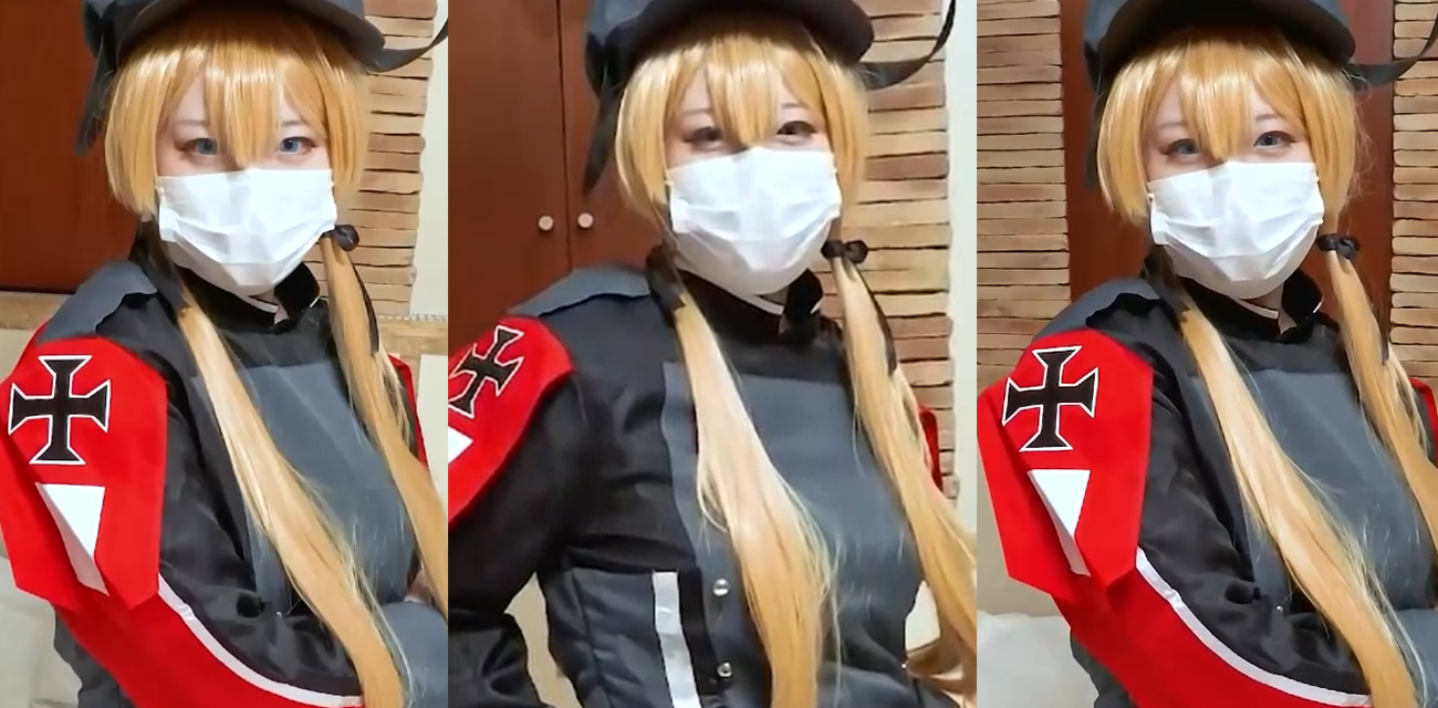 口罩女孩FC cos舰队女孩 紧身军装勒爆奶子 舰娘爱好者的福音