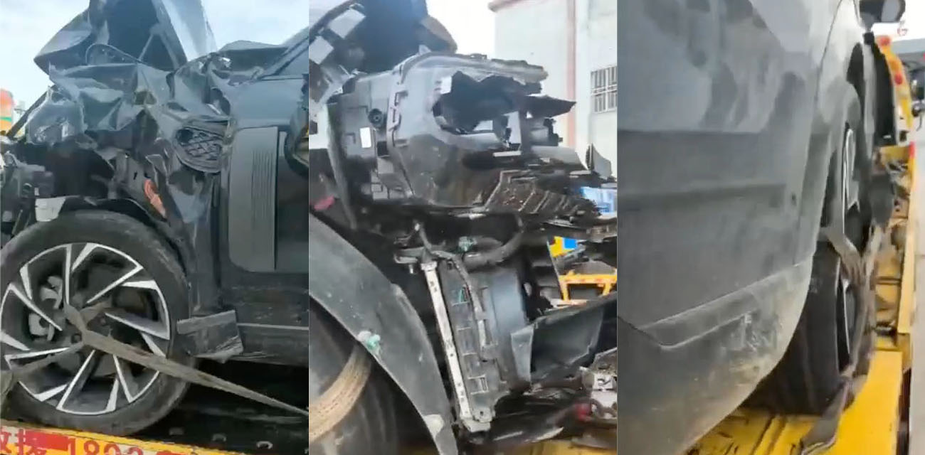 瓜友群内自爆车祸现场 时速120直接撞上施工车辆 这车质量这么好吗？