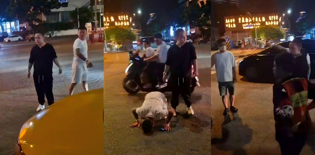 中国汉子醉酒 泰国街头吵架 当场跪下 视频火爆国外 太丢人了