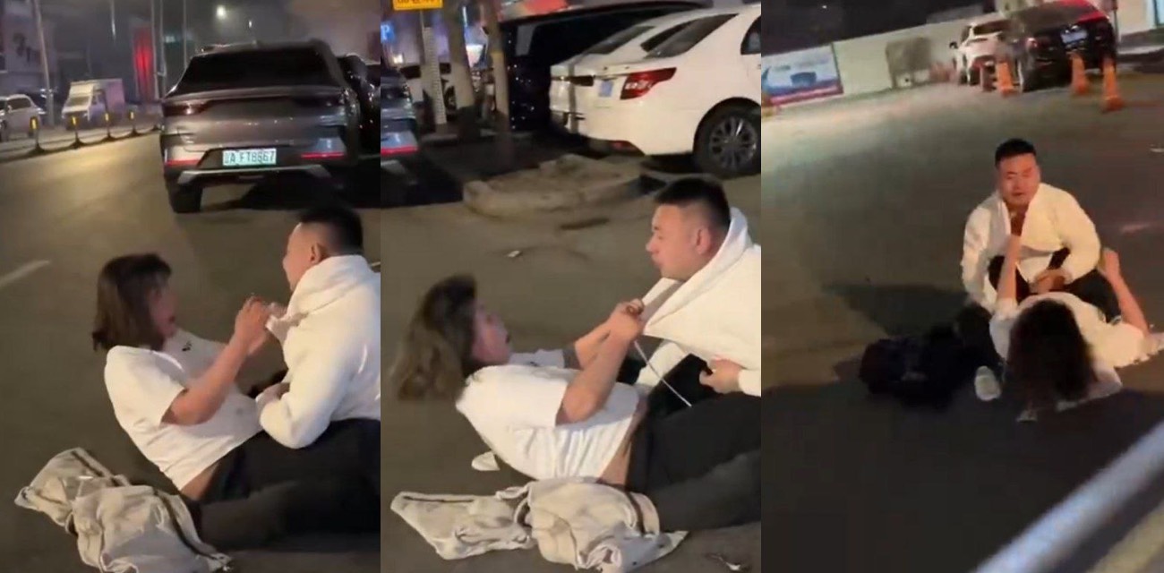 沈阳夫妻醉酒互扇大嘴巴子路人视角记录 女的先动手男的连招输出打懵全过程
