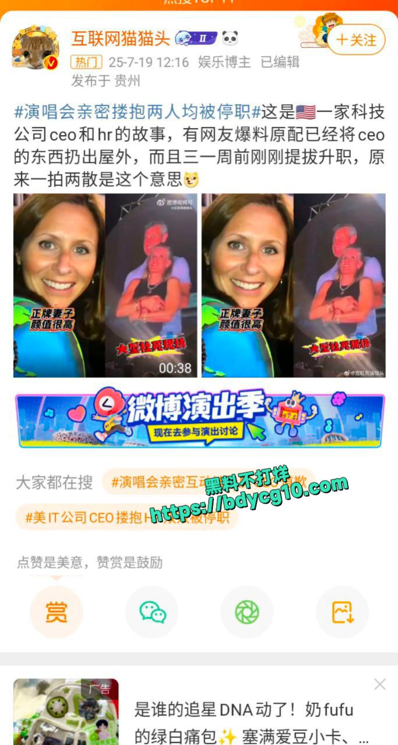 美国知名IT公司CEO出轨部门HR现行被演唱会摄像头拍到3