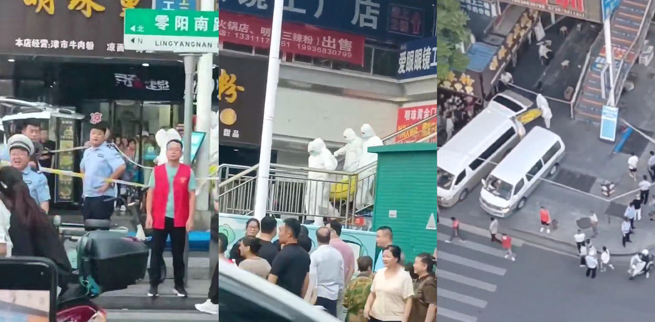 湖南常德石门街突发当街砍人事件 夫妻吵架丈夫一气之下砍杀老婆 现场视频流出