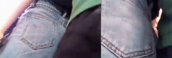 公车小美人，穿着牛仔裤的姑娘被我下体摩擦，很是享受