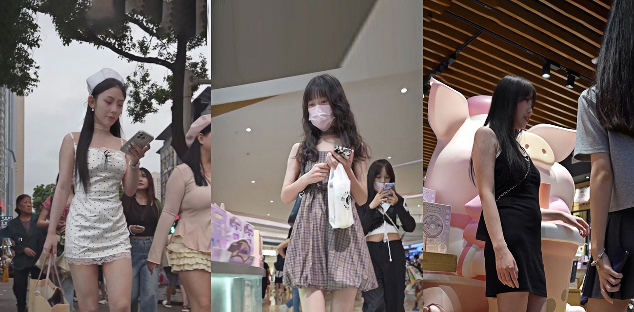 BananaCat系列抄底极品美女 街拍裙底露点身材堪比模特