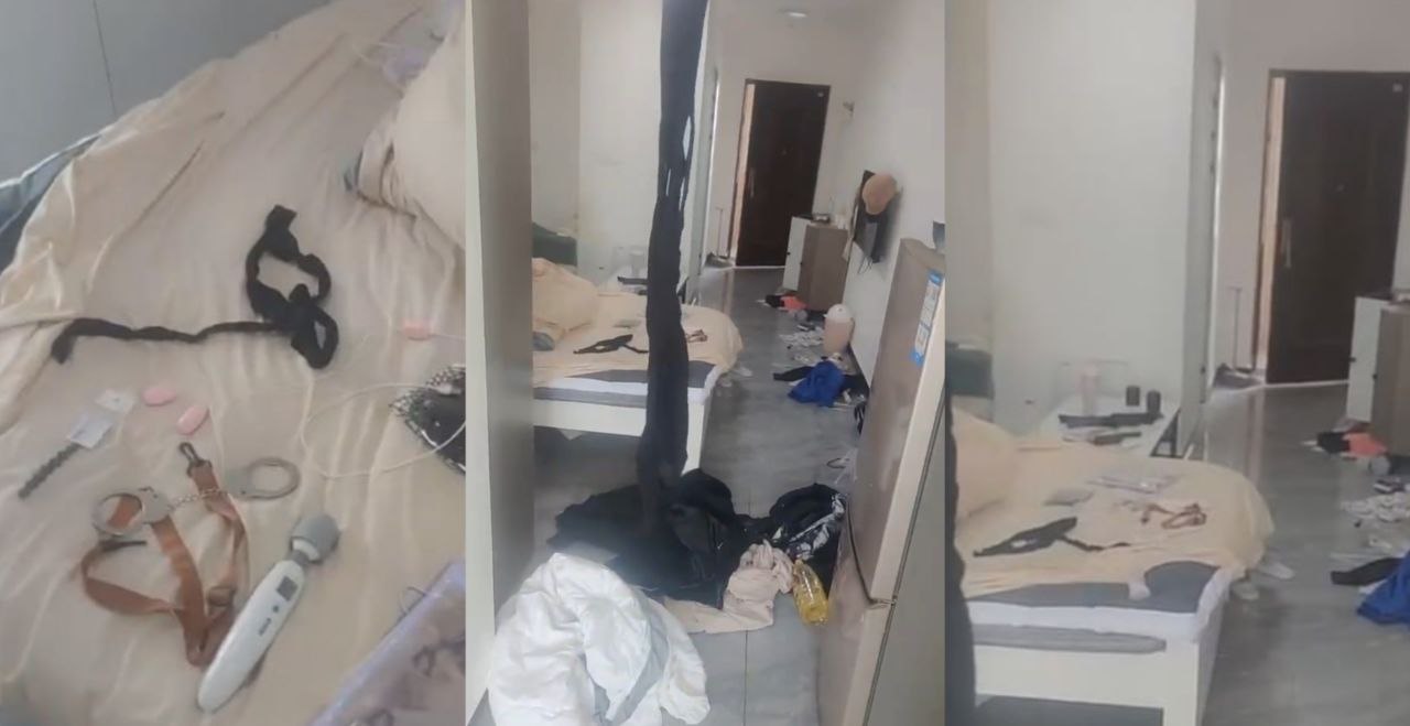网吧女网管租房搬家后 房间内部遍地丝袜还有震动棒 估计是没少带外面的男人回家