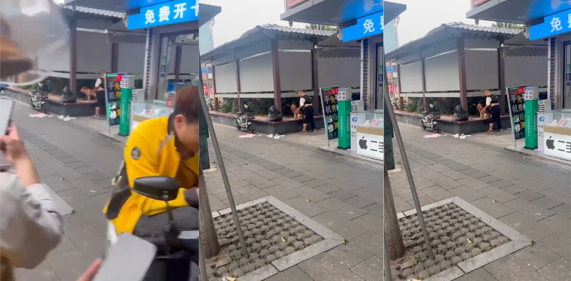 网传广东某地一男子与狗交配！属实佩服大哥的勇气 街头掏屌操小狗真刺激！
