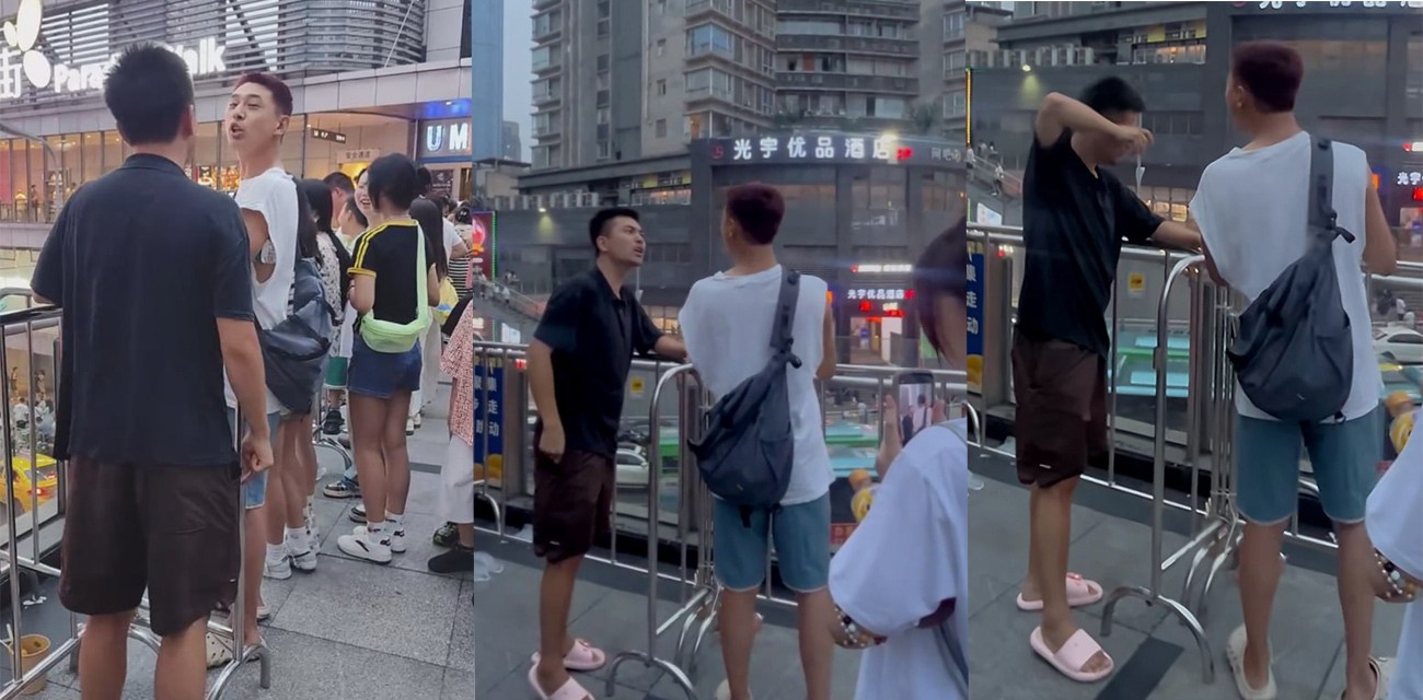 重庆GAY男同吵架现场笑趴群众 全网疯传的米线瓜就来自两人！