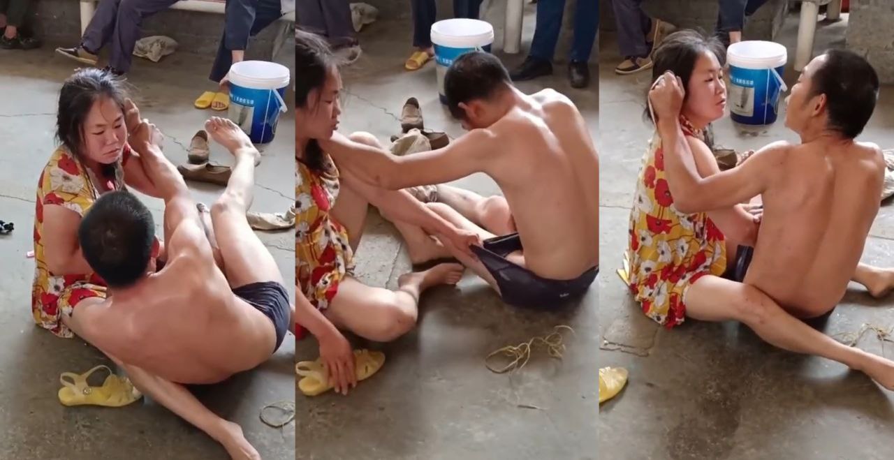 广西百色一对男女互殴 打到裤子都脱了 原因竟然是吃霸王餐 真是活不起了啊！