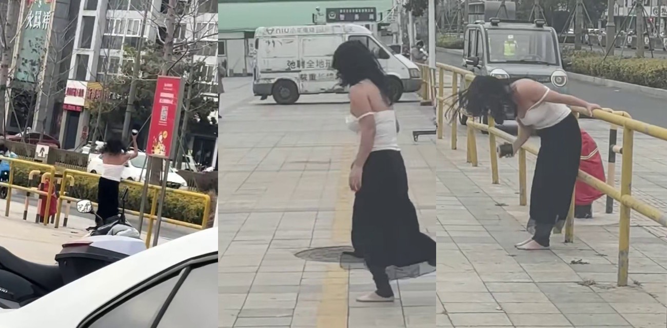 江苏泰兴女子被渣男欺骗精神崩溃 心理打击太大当街醉酒撒泼打滚