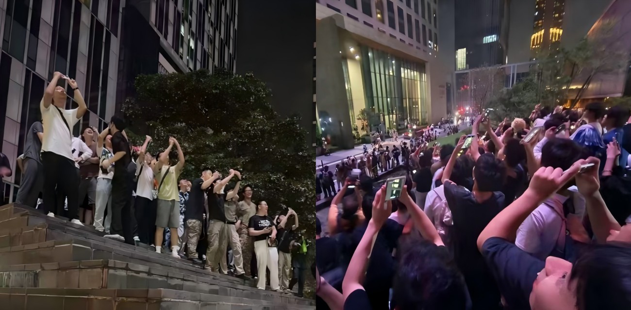 广州萤火虫漫展D座外场震撼一幕 高楼落地窗前大胆做爱表演 不惧楼下围观