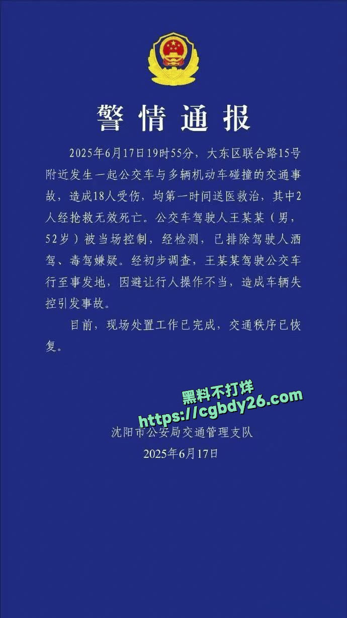 沈阳大学门口公交车撞人2死16伤1