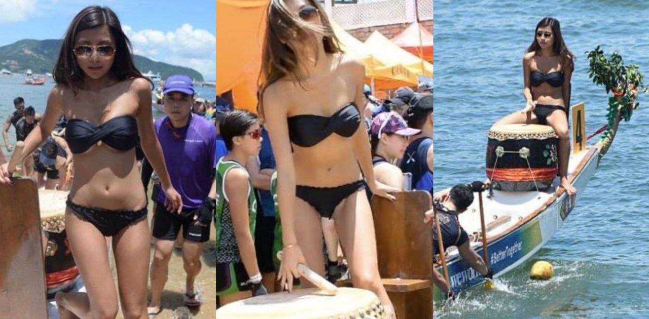 香港赤柱端午赛龙舟超辣女鼓手 性感比基尼出场吸睛 让人无法忽视的诱人坐姿