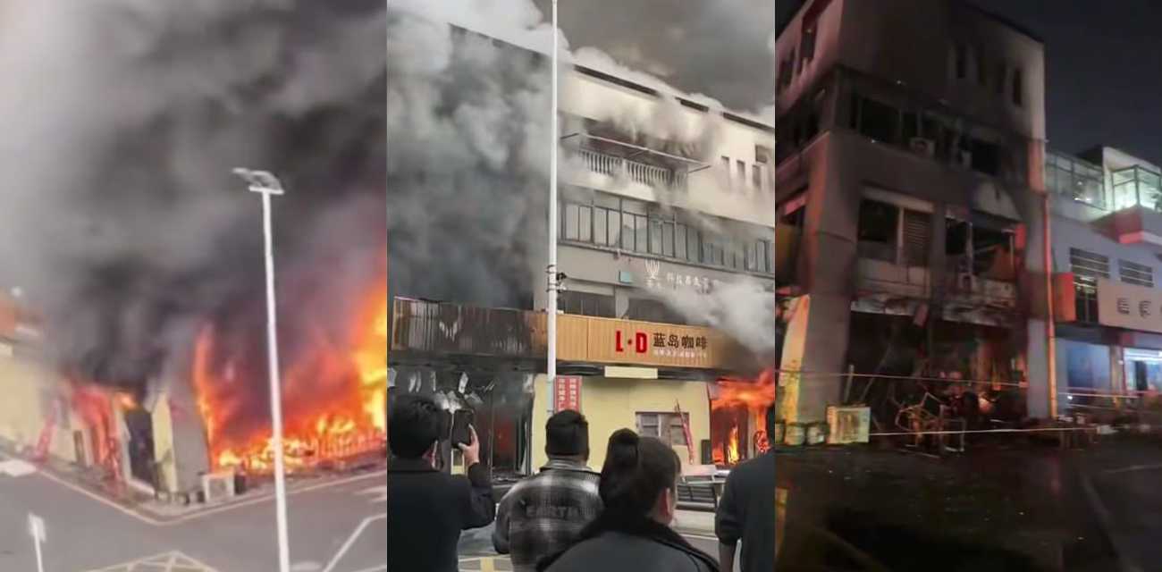 江苏常州横山桥羊绒城店铺突发火灾 浓烟滚滚火光冲天现场实拍触目惊心