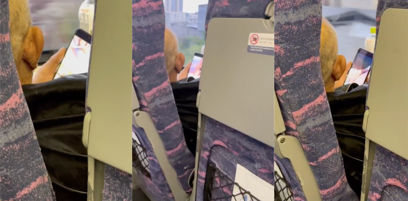 你大爷还是你大爷 竟然在高铁上当众看片 人老心不老 果然男人只有挂在墙上才老实