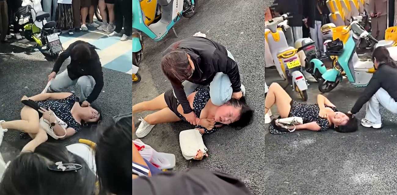 8月29日河北保定高阳大世界 原配当街抓小三 小三内裤都被扒了当街暴打求饶