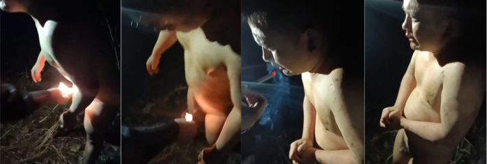 山东某地男子被人大冬天脱光了衣服火烧鸡巴！并扬言这也就是在山东！