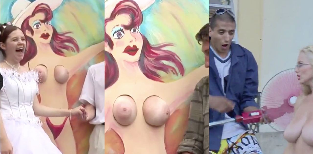 欧美色情综艺，各路美女街头突然露出乳房恶搞路人！