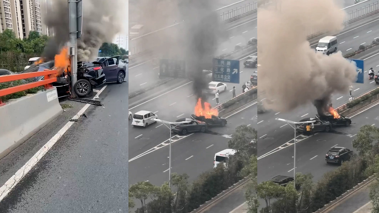 南京栖霞大道新能源车祸 蔚来比亚迪碰撞事故现场抢救中 目击者直呼太惨烈