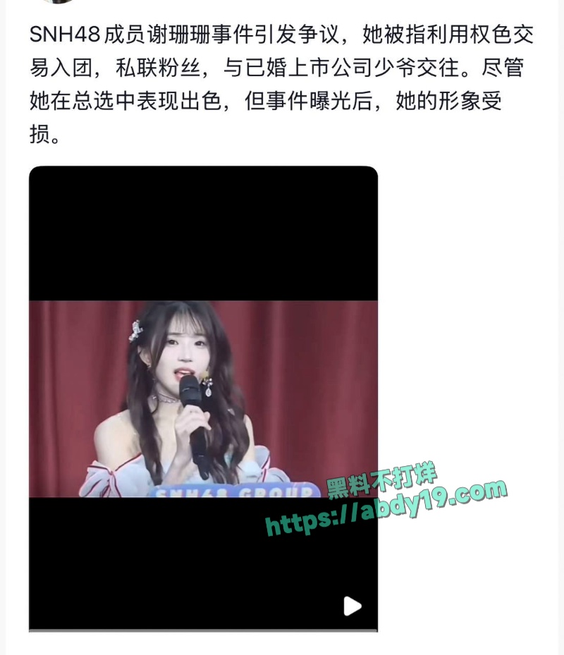 女团成员谢珊珊陪睡大佬视频 3