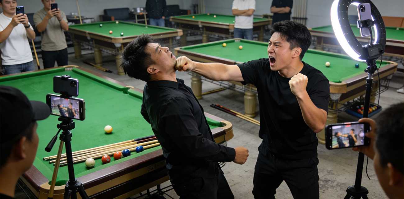 抖音热搜瓜 苏a台球直播被宋野当众殴打 现场无人劝架 录屏曝光 热议不断