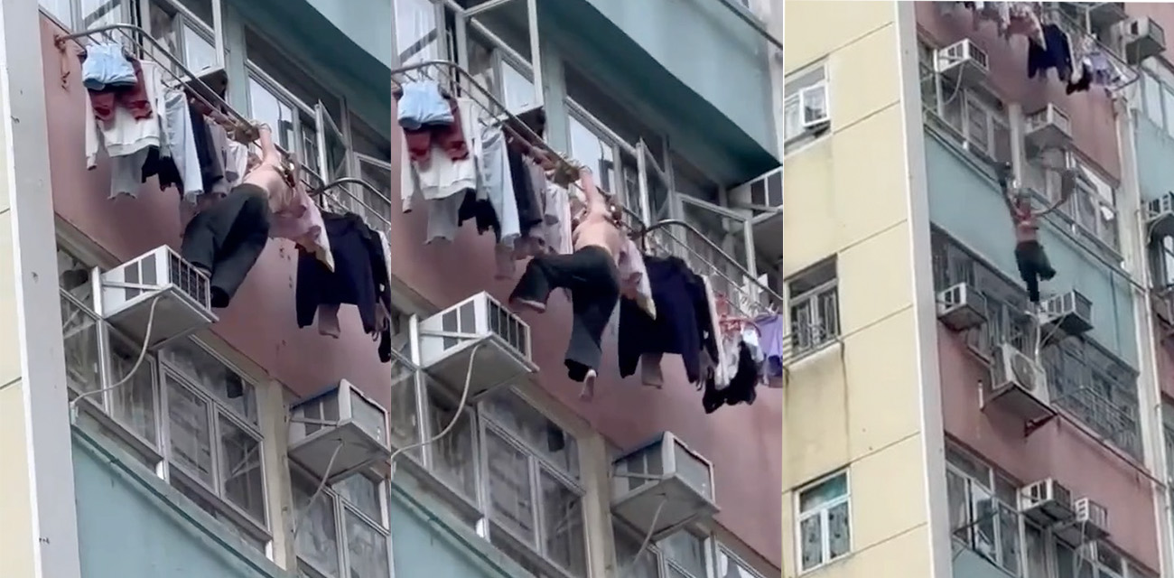 香港北角惊现谋杀现场！半裸女子吊在楼外被人踢下坠楼 送医不治身亡