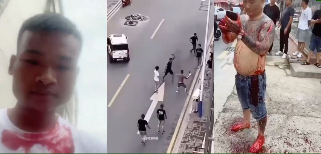 【血腥慎点】湖南常德街头对砍！极限1V5，堪比街头霸王！现场无码版曝光！