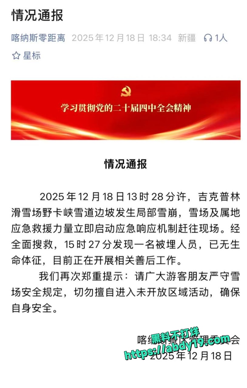 疆喀纳斯吉克普林滑雪场雪崩 1