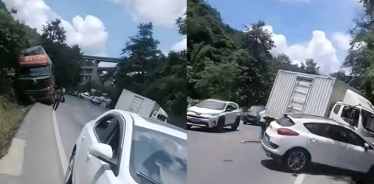 云南羊头岩货车失控撞翻12车 高速施工路挤爆 现场惨烈人心慌