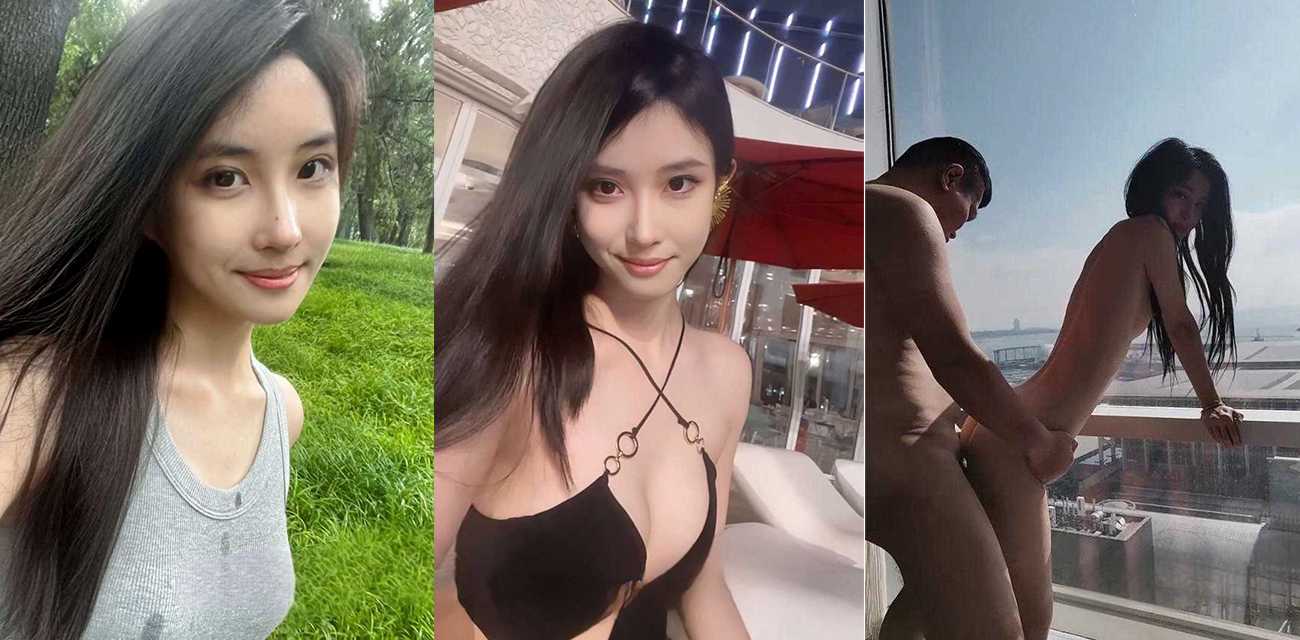 现实版美女与野兽 高颜值大学生被油腻男落地窗前爆操 纤细的腰肢承受着200斤的冲击！