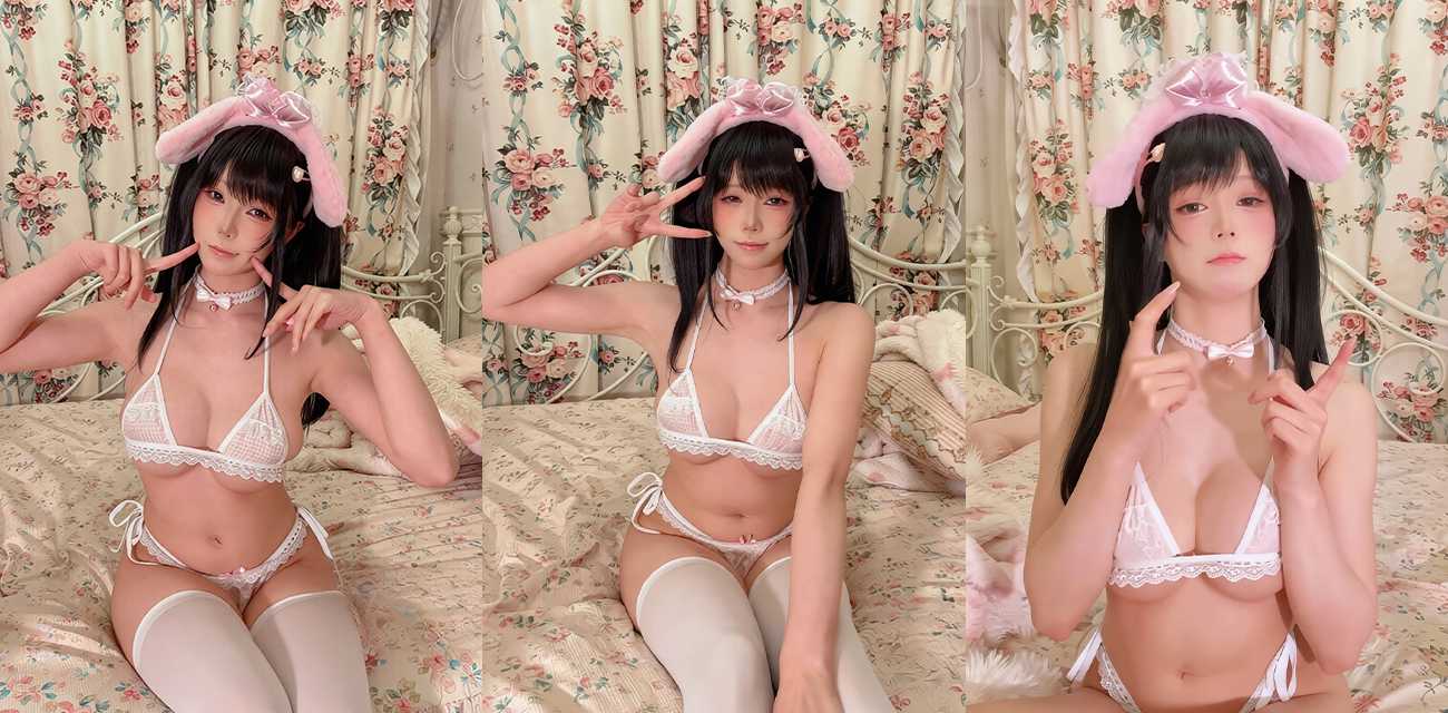 推特福利姬咬一口兔娘 粉色兔耳白丝诱惑写真 擦边骚舞欲罢不能