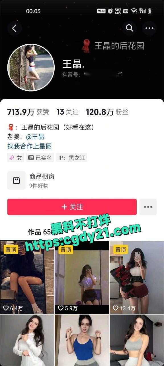 抖音百万粉丝网红王晶13