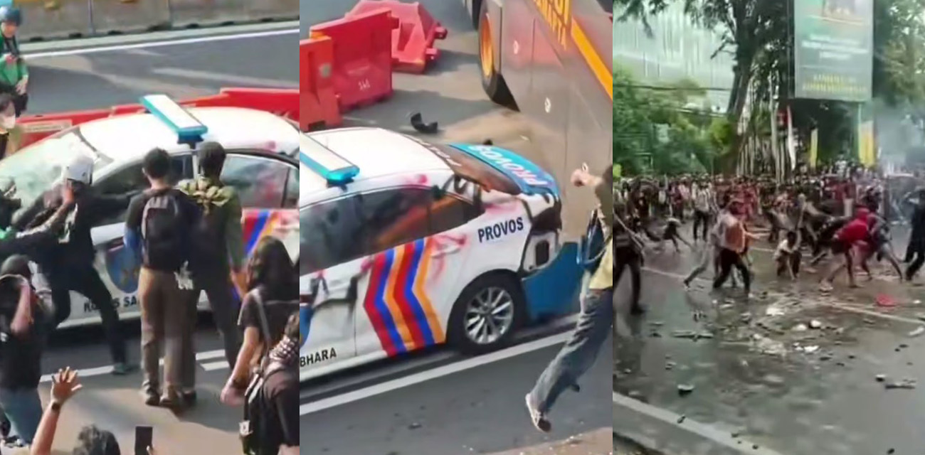 印度尼西亚突发暴乱事件 警车都给干翻了 这方面还得看老外
