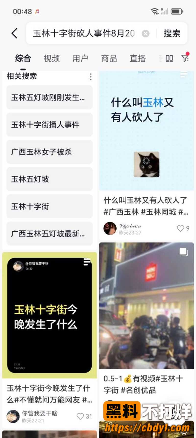 广西玉林十字街砍人1