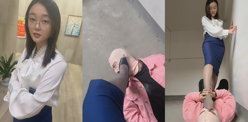 男M搭讪御姐物业女神 说自己玩游戏输了需要接受惩罚 让女神玉足踩脸美腿踢裆
