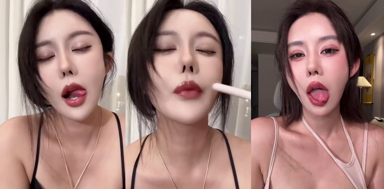抖音20w粉依阳baby笔插小嘴 甜妹娃娃脸舔笔咬笔抛媚眼撩到爆
