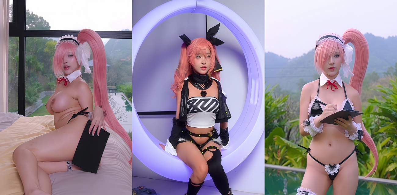 虞梅Nicole女仆与异装双形态 cos大片上线 假屌与炮机后入高能上演