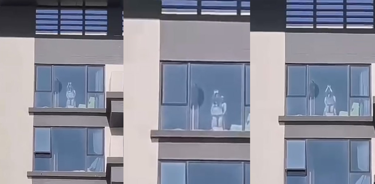 小情侣追求露出刺激在落地窗前激情后入 路人纷纷拿出手机拍下现场视频