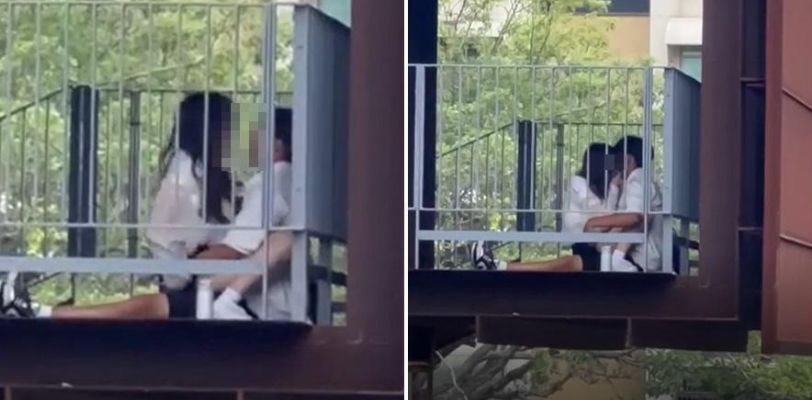 台湾新竹市府后街停车场楼梯角落『小情侣』上演劲爆活春宫，激战过程被疯传