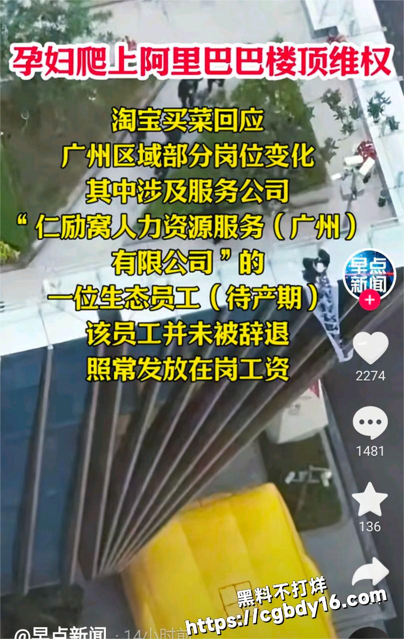 阿里巴巴楼顶孕妇拉横幅10