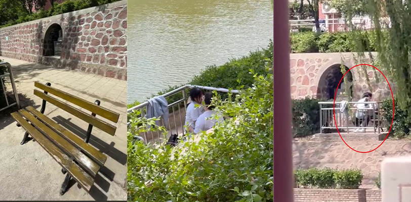 郑州升达经贸管理学院 奇葩情侣钻进孟子石像围栏里操逼 真他妈的会玩啊