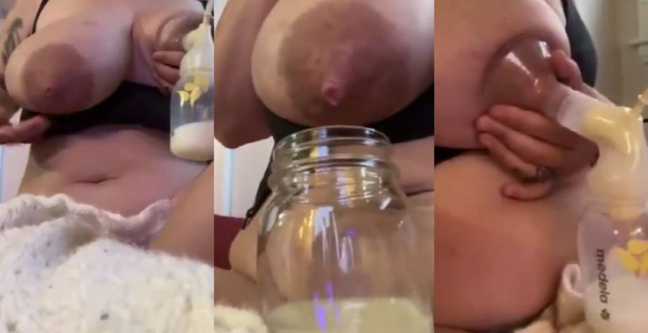 哺乳期妈咪巨乳挤奶完整全过程，浓稠的乳汁喷涌而出，数数榨乳几杯了