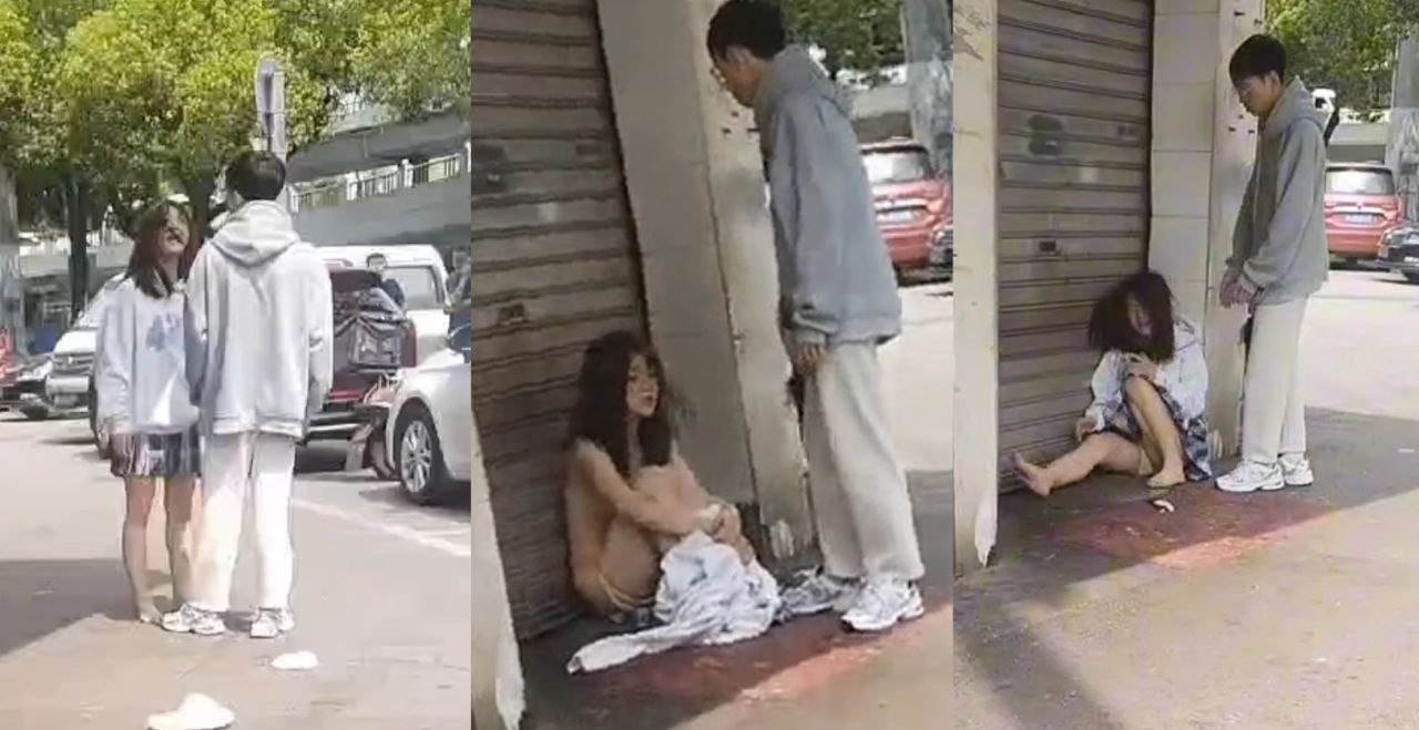小仙女报复男友 当街脱衣裸露胴体 奇怪的报复思路 慷慨的做人风格