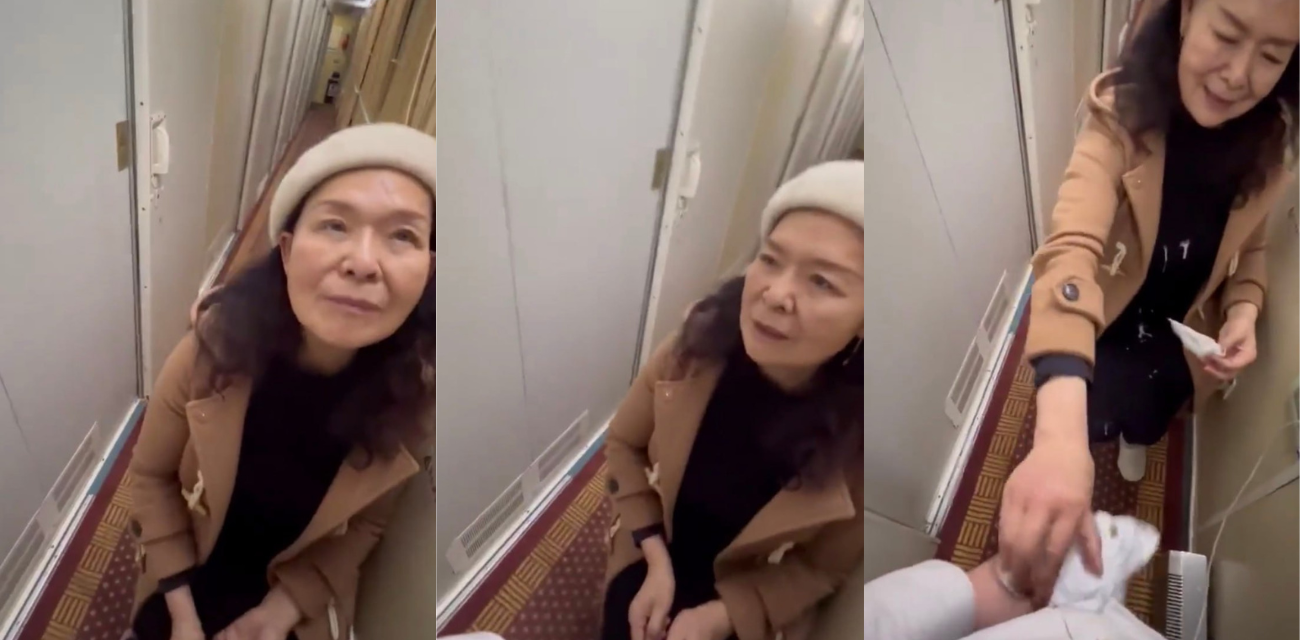 火车上与气质老奶奶调情 过道打飞机射老奶奶一身 奶孙恋美坏了老奶奶