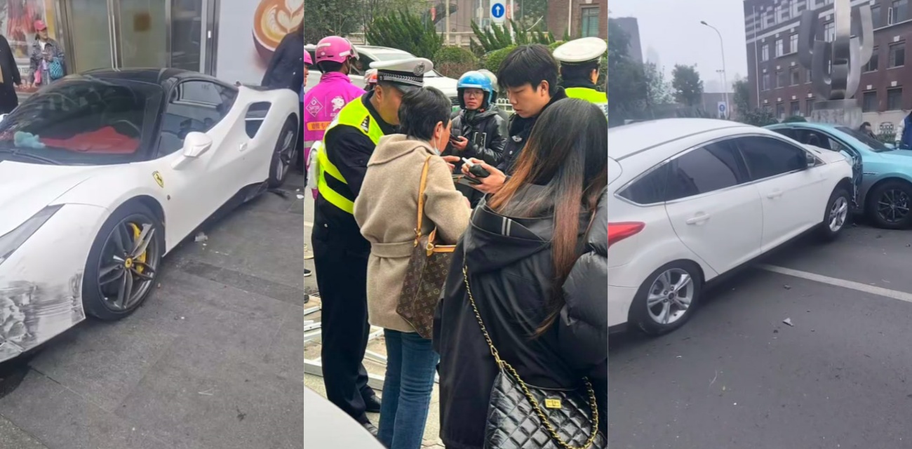 天津滨江道大悦城 突发事故 男子操作不当导致无辜群众受伤 法拉利等多台车受损
