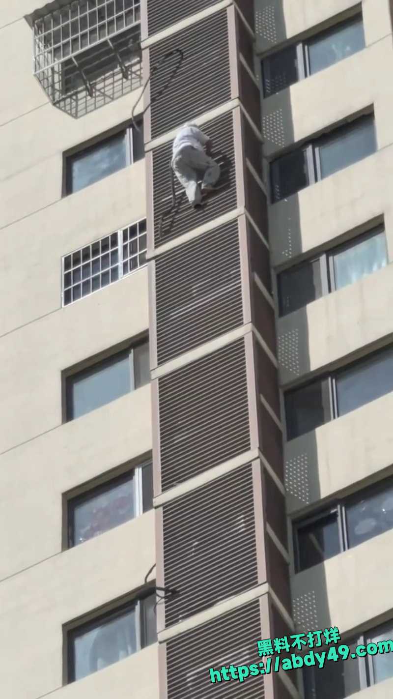 老太太高空爬墙心理素质真好6