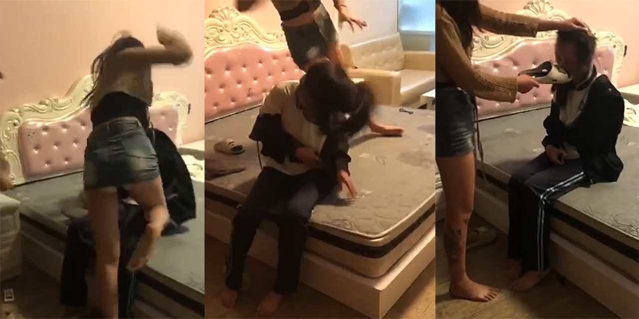 高中学生妹被黄毛纹身精神小妹霸凌殴打 耳光拳打脚踢轮番上阵