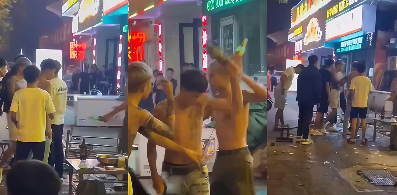 济南24W粉丝抖音男网红副官 和另一网红北强发生激烈冲突 打架事件现场